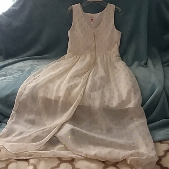 marmellata Other - Girls White and Gold sheer dress with side zipper